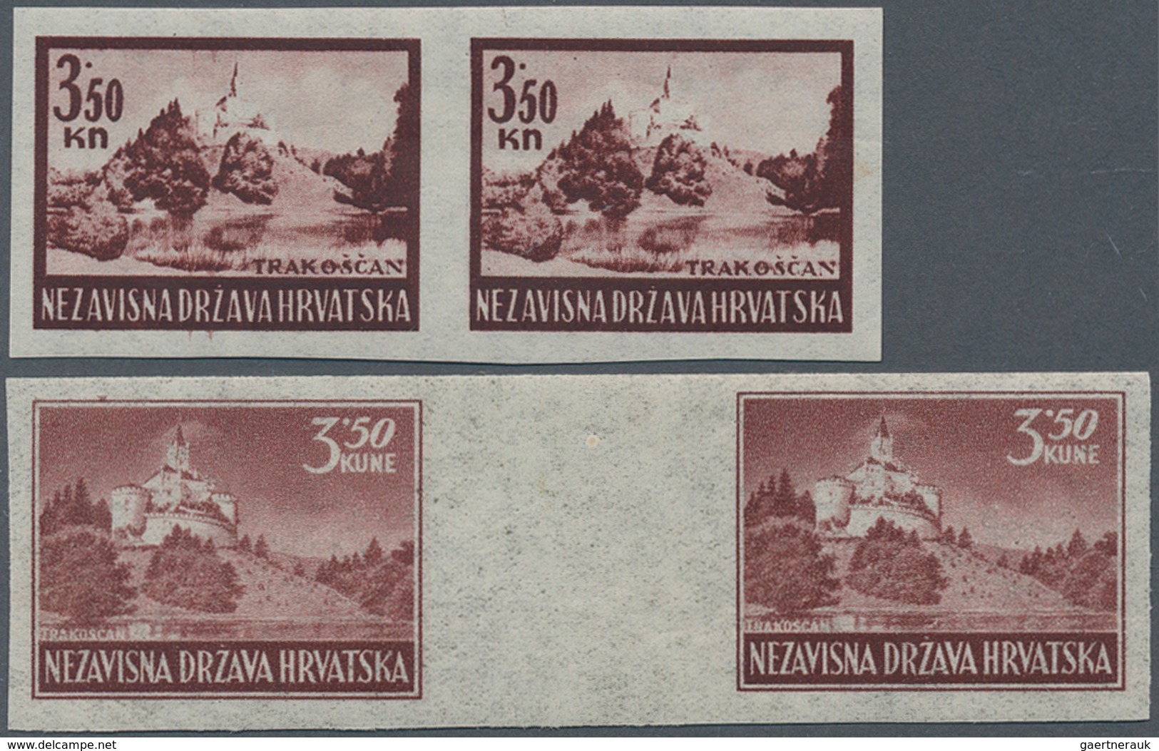 Kroatien: 1943/1944, Definitives "Pictorials" 3.50k. Carmine-brown "Trakoscan Castle", Specialised A - Kroatien