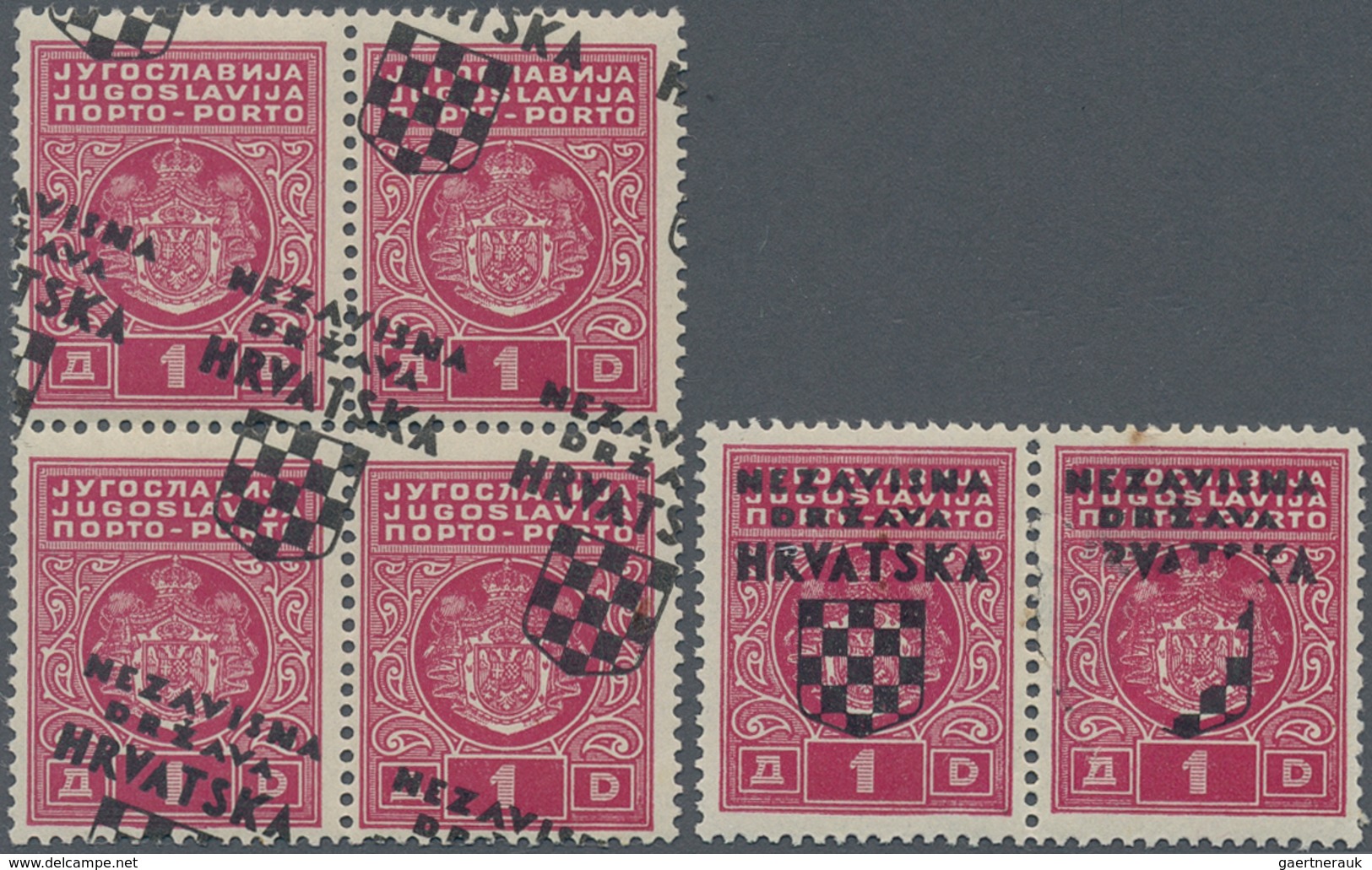 Kroatien - Portomarken: 1941, Overprints, Specialised Assortment Of 23 Stamps Showing Specialities L - Croacia
