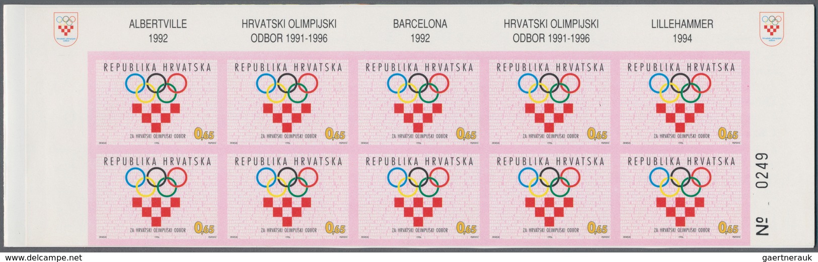 Kroatien - Zwangszuschlagsmarken: 1996, National Olympic Committee, Booklet With Pane Of Ten IMPERFO - Croacia