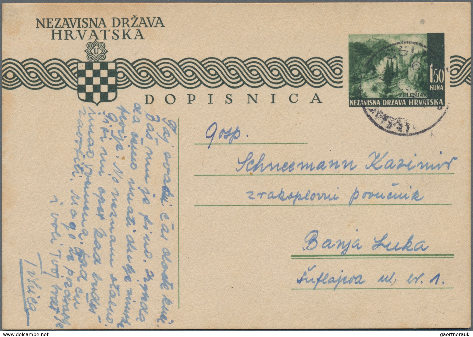 Kroatien - Ganzsachen: 1941/44 7 Unused And Used Postal Stationery Postcards, Once With Censorship A - Kroatië