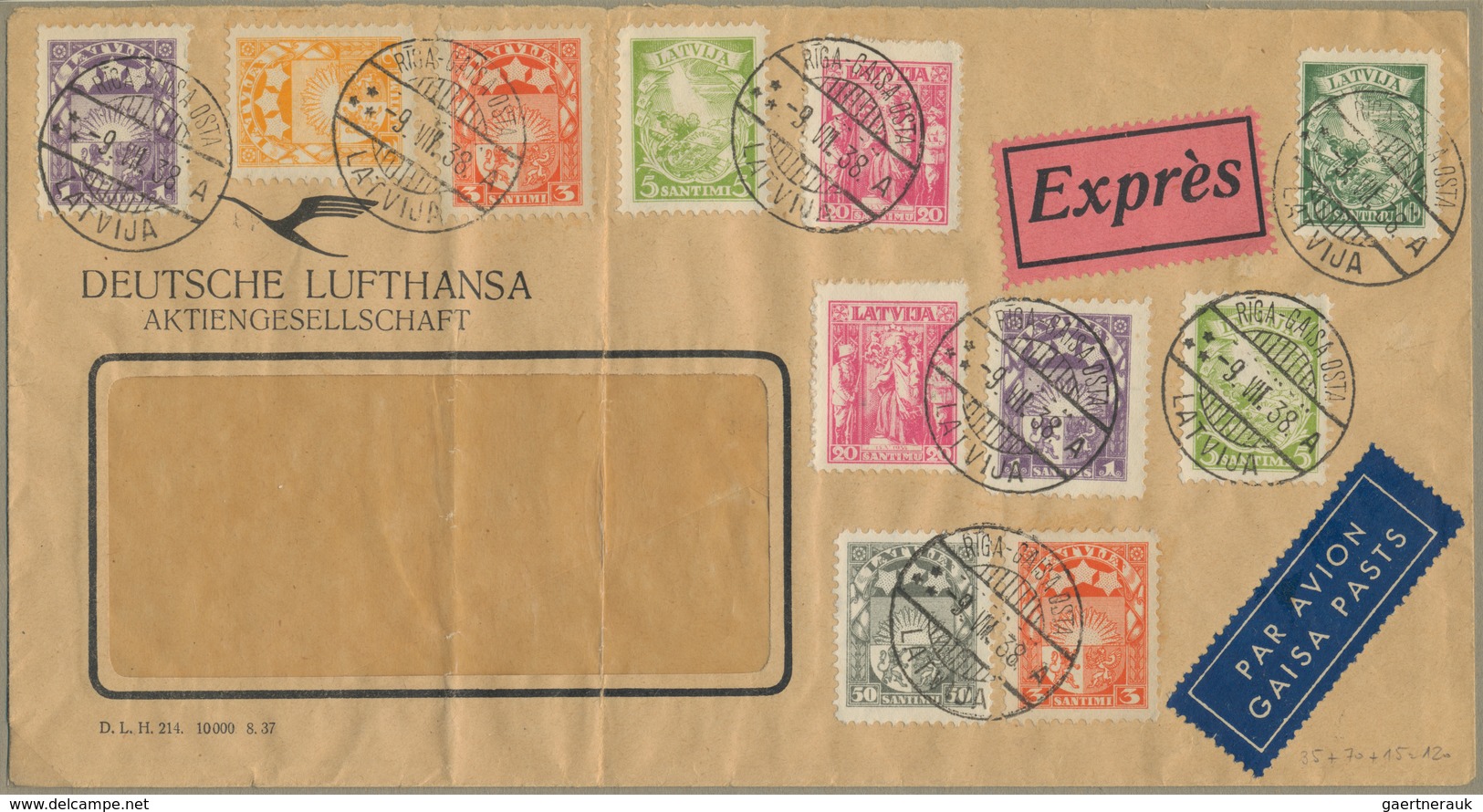 Lettland: 1937/1940, Lot Of 20 Airmail Covers/cards Mainly To Europe Resp. One To Rhodesia, In Addit - Letonia