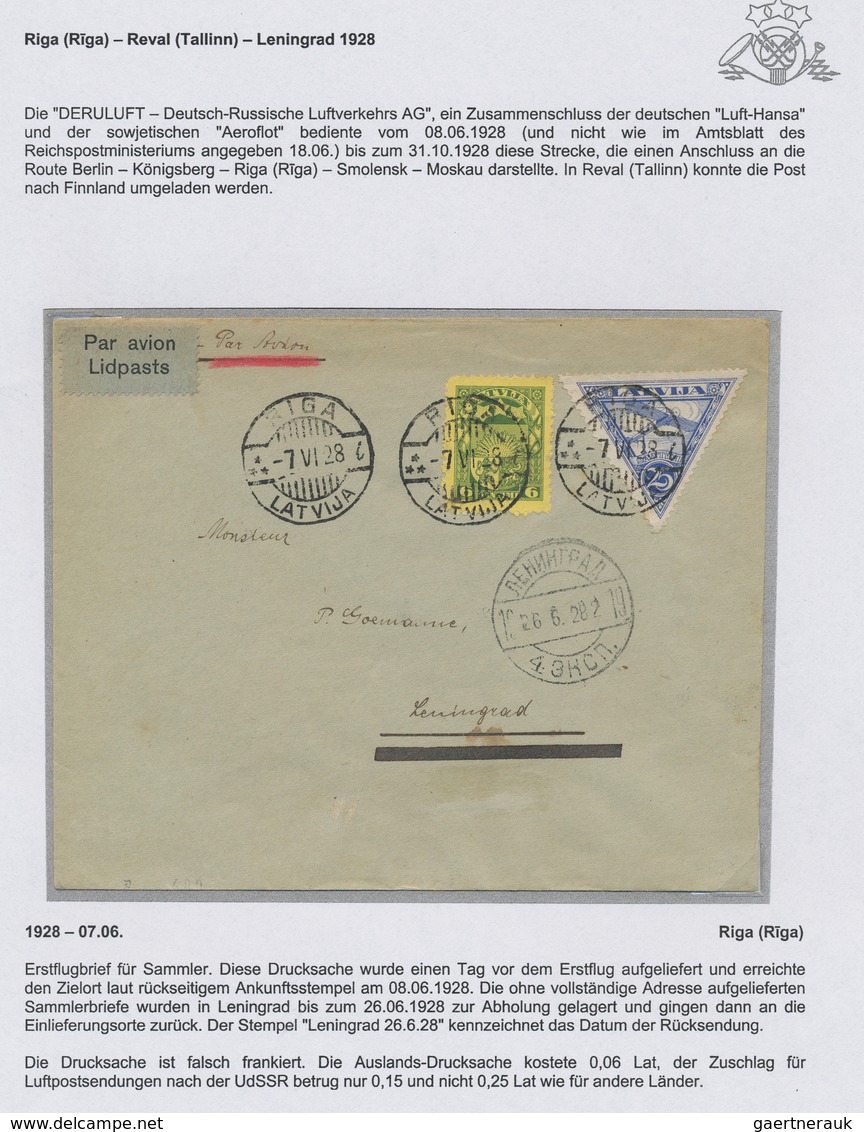 Lettland - Besonderheiten: 1922 - 1940, Collection Of 13 Airmail Receipts Ex. Harry Von Hofmann, Whi - Letonia