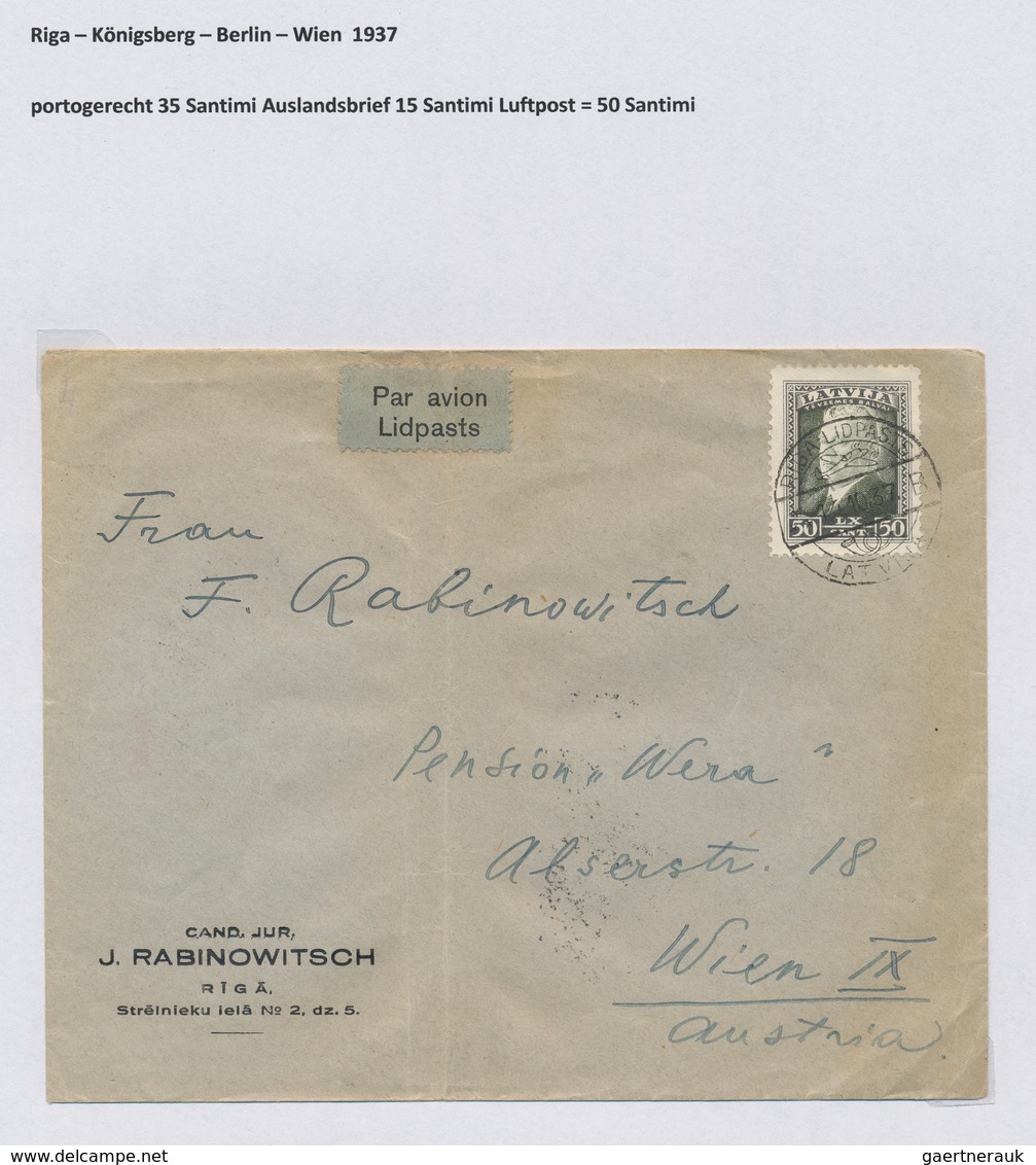 Lettland - Besonderheiten: 1922 - 1940, Collection Of 13 Airmail Receipts Ex. Harry Von Hofmann, Whi - Lettland