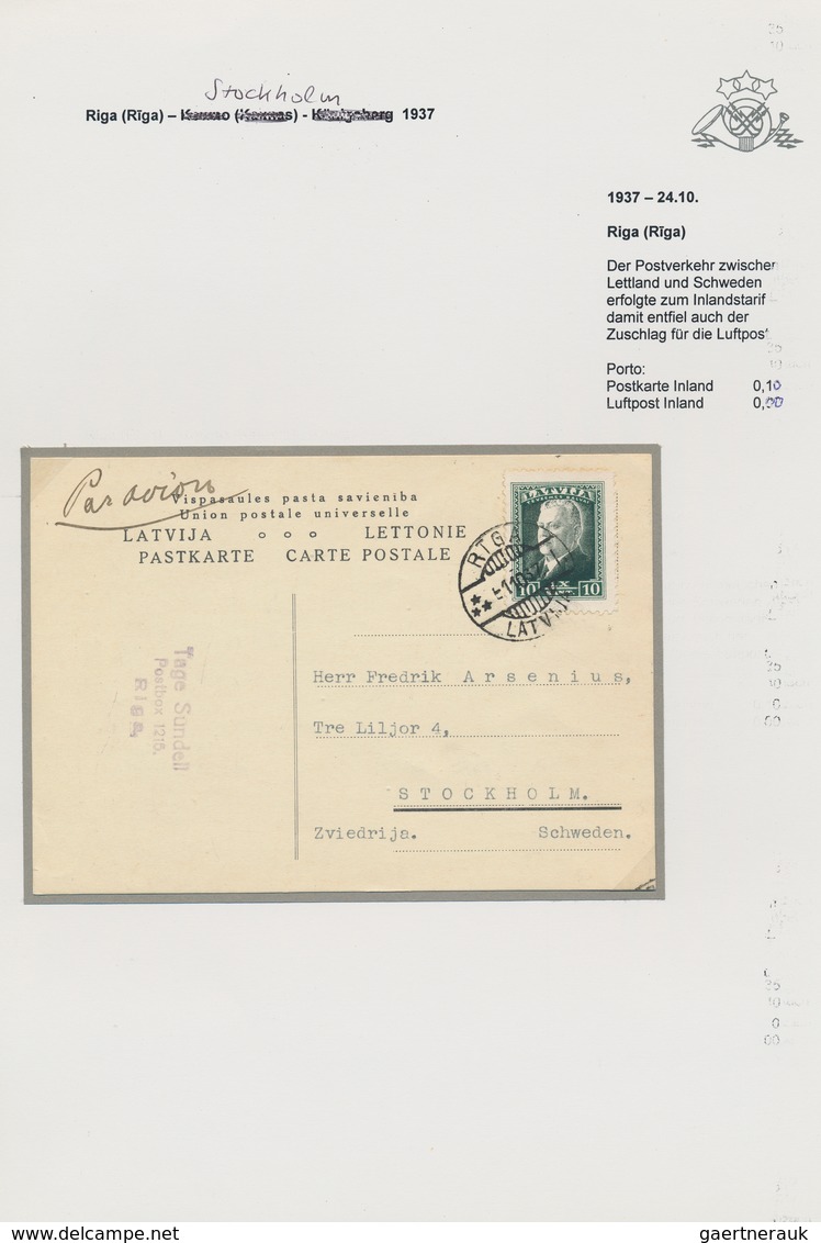 Lettland - Besonderheiten: 1922 - 1940, Collection Of 13 Airmail Receipts Ex. Harry Von Hofmann, Whi - Latvia