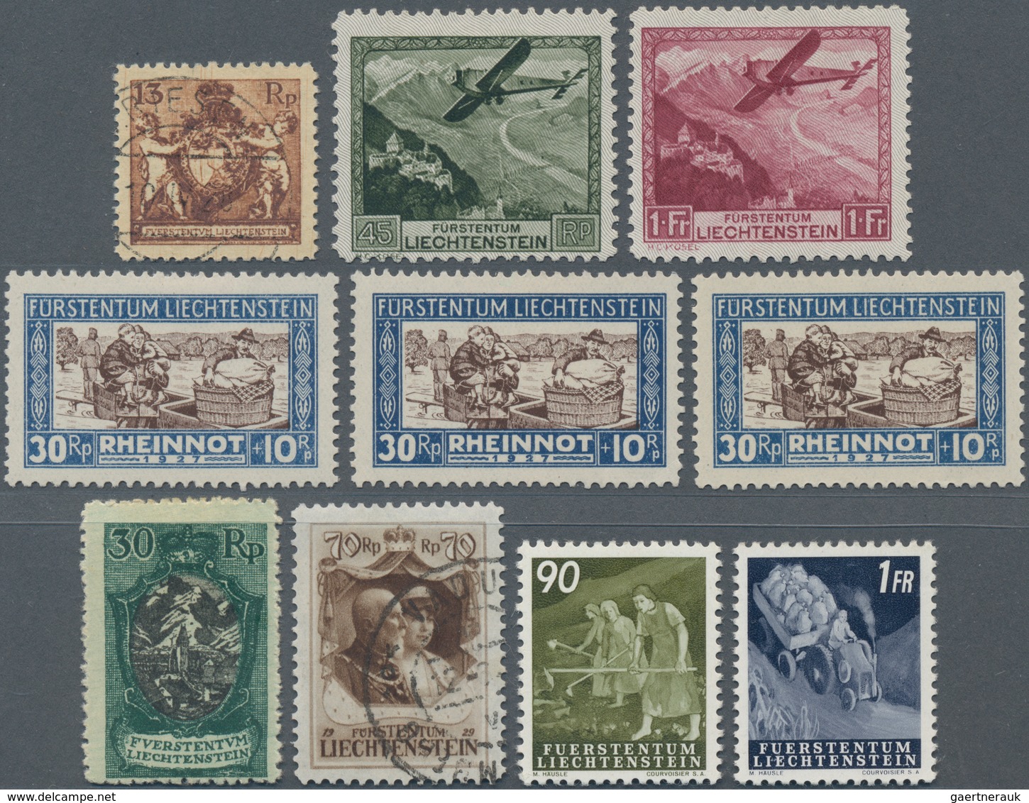 Liechtenstein: 1912/1960, Dubletten Auf Sieben Großen Steckkarten Mit Etlichen Besseren Ausgaben U.a - Lotes/Colecciones