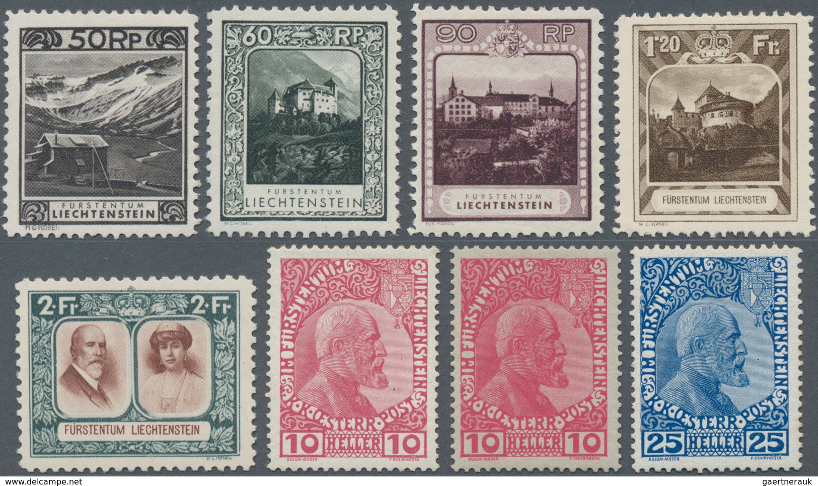 Liechtenstein: 1912/1960, Dubletten Auf Sieben Großen Steckkarten Mit Etlichen Besseren Ausgaben U.a - Lotes/Colecciones