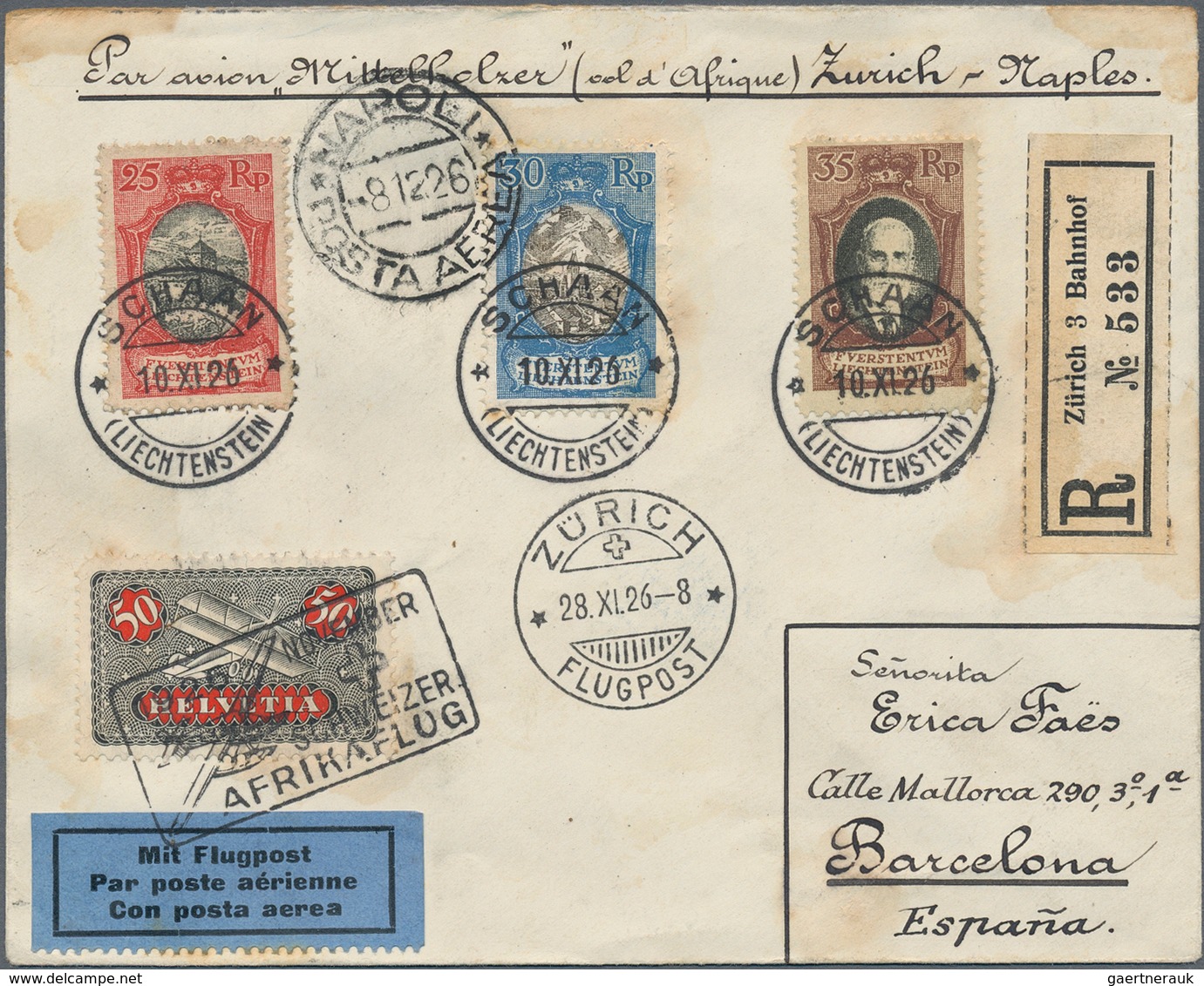 Liechtenstein: 1912-60, Sehr Interessanter Bestand Mit über 80 Belegen In Meist Sehr Guter Erhaltung - Lotes/Colecciones