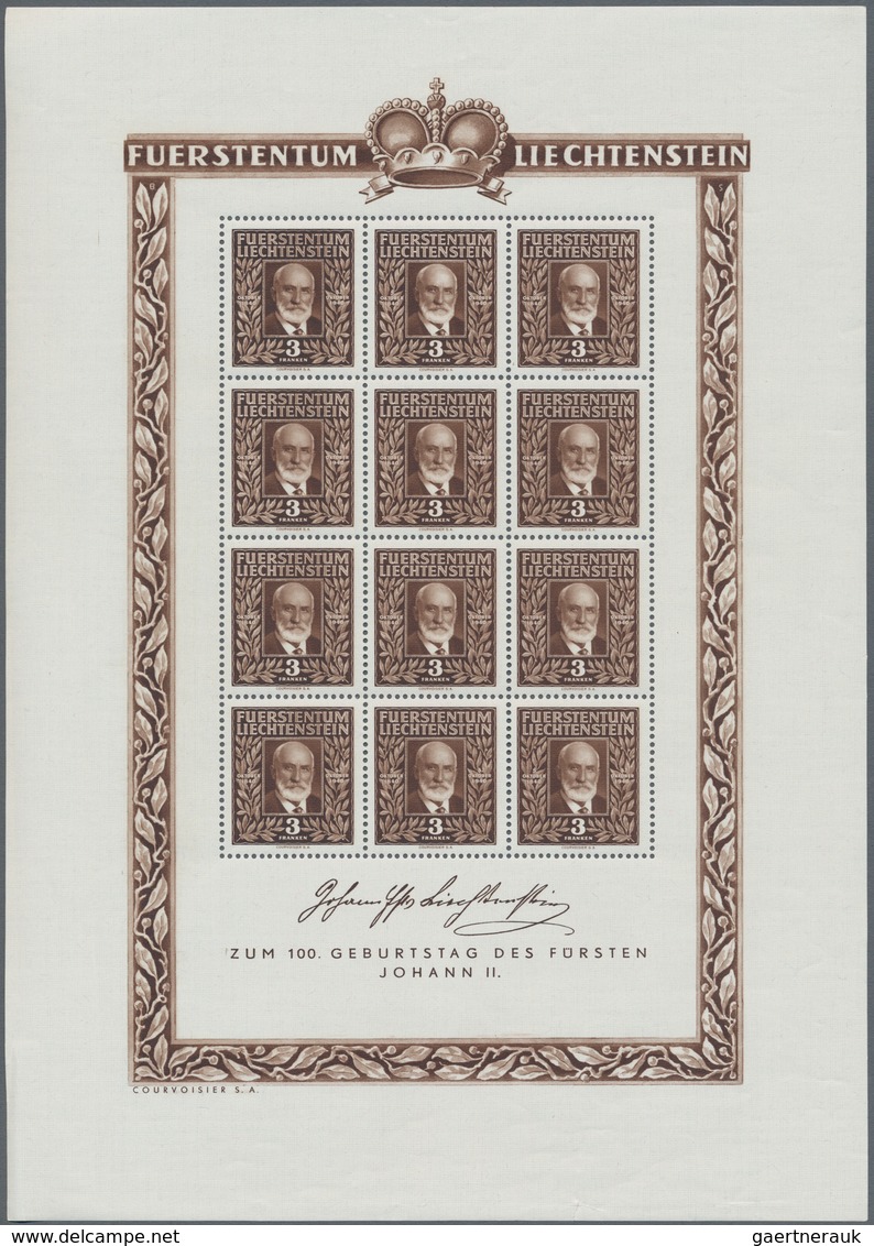 Liechtenstein: 1938/1960, Postfrische Partie Von Verschiedenen Komplettbögen: MiNr. 171, 191, 218/21 - Sammlungen