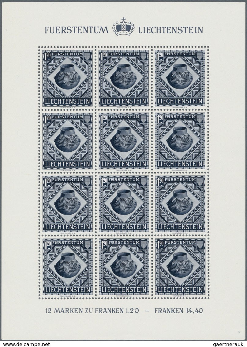 Liechtenstein: 1938/1960, Postfrische Partie Von Verschiedenen Komplettbögen: MiNr. 171, 191, 218/21 - Sammlungen