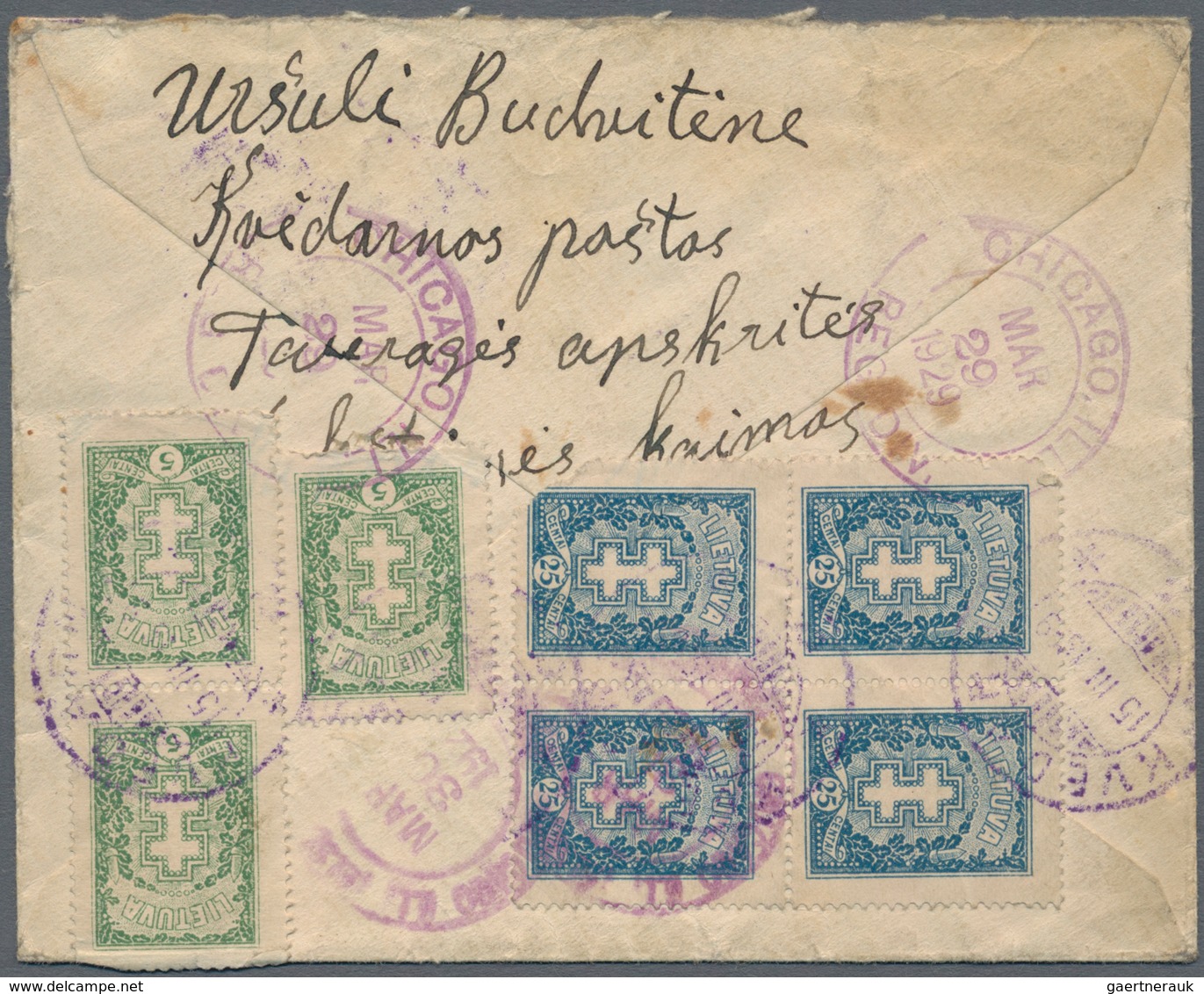 Litauen: 1919-1940's ca.: About 150 covers and postcards from various post offices in Lithuania, mos