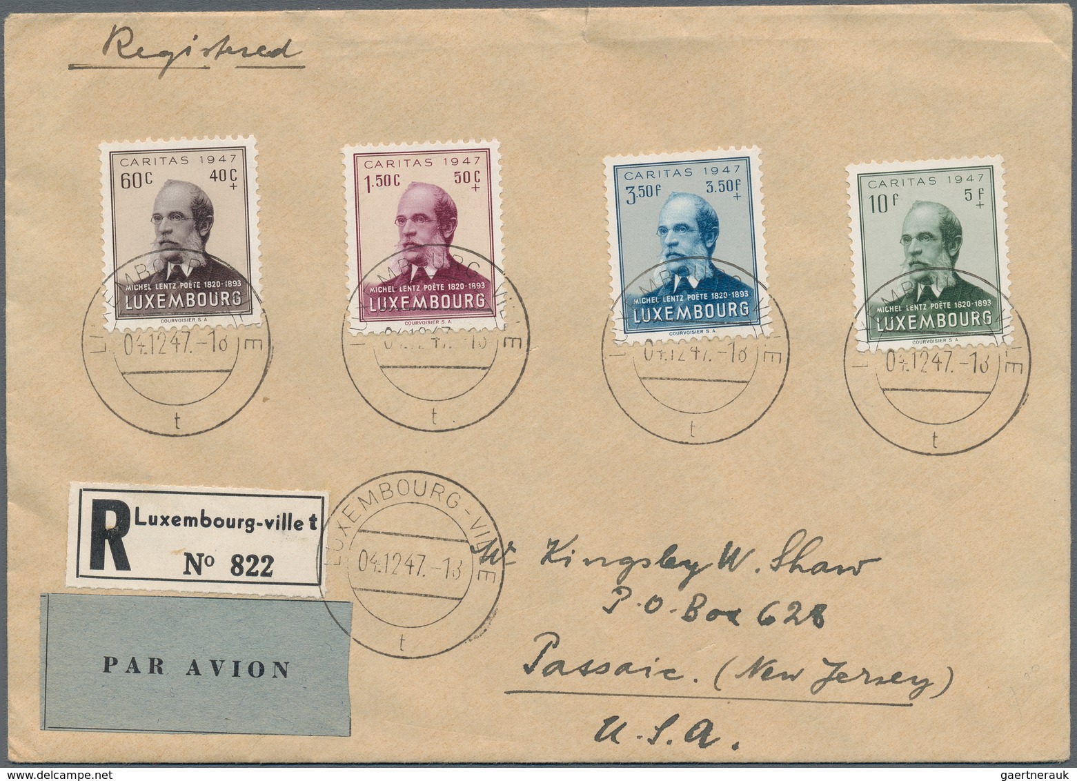 Luxemburg: 1947/1956, Lot Of Seven Better F.d.c.: 1947 Patton, 1947 Caritas, 1949 UPU (2), 1952 Cent - Other & Unclassified