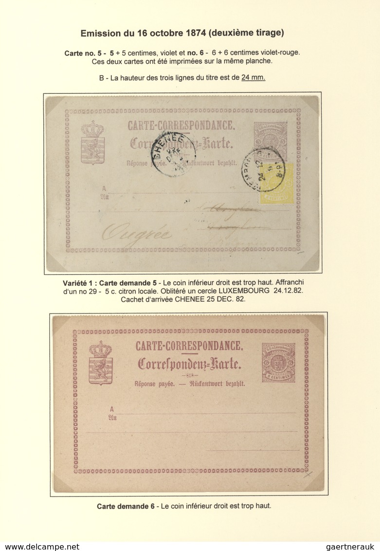 Luxemburg - Ganzsachen: 1874/81 fantastic exhibition collection of postal stationery postcards, from