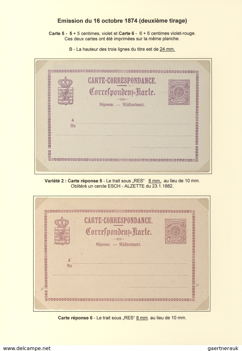 Luxemburg - Ganzsachen: 1874/81 fantastic exhibition collection of postal stationery postcards, from