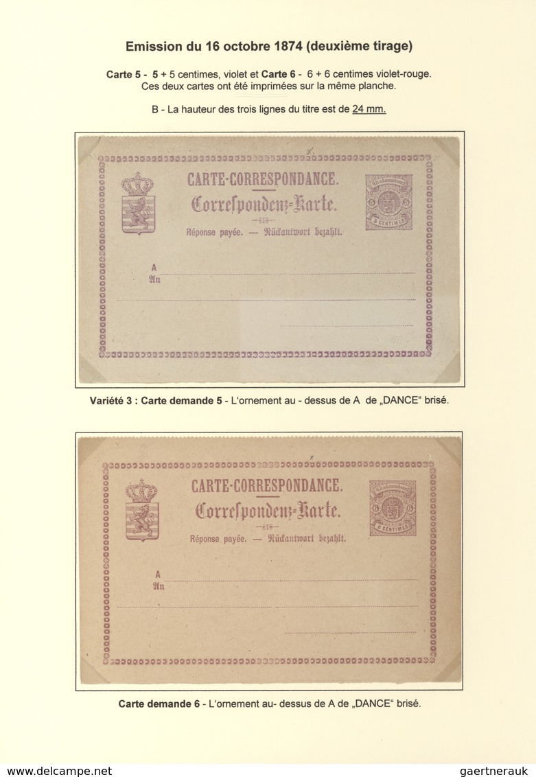 Luxemburg - Ganzsachen: 1874/81 fantastic exhibition collection of postal stationery postcards, from