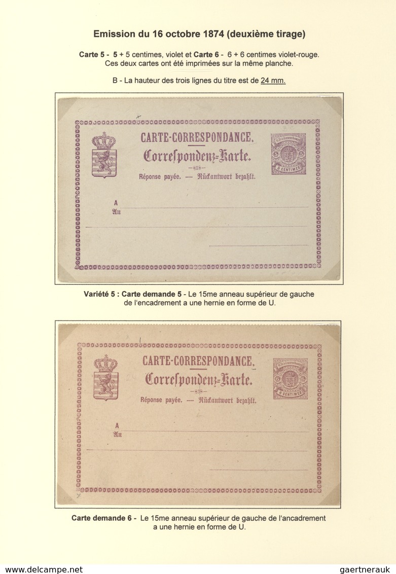 Luxemburg - Ganzsachen: 1874/81 fantastic exhibition collection of postal stationery postcards, from