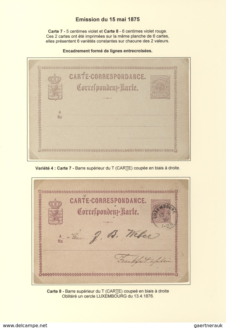 Luxemburg - Ganzsachen: 1874/81 fantastic exhibition collection of postal stationery postcards, from