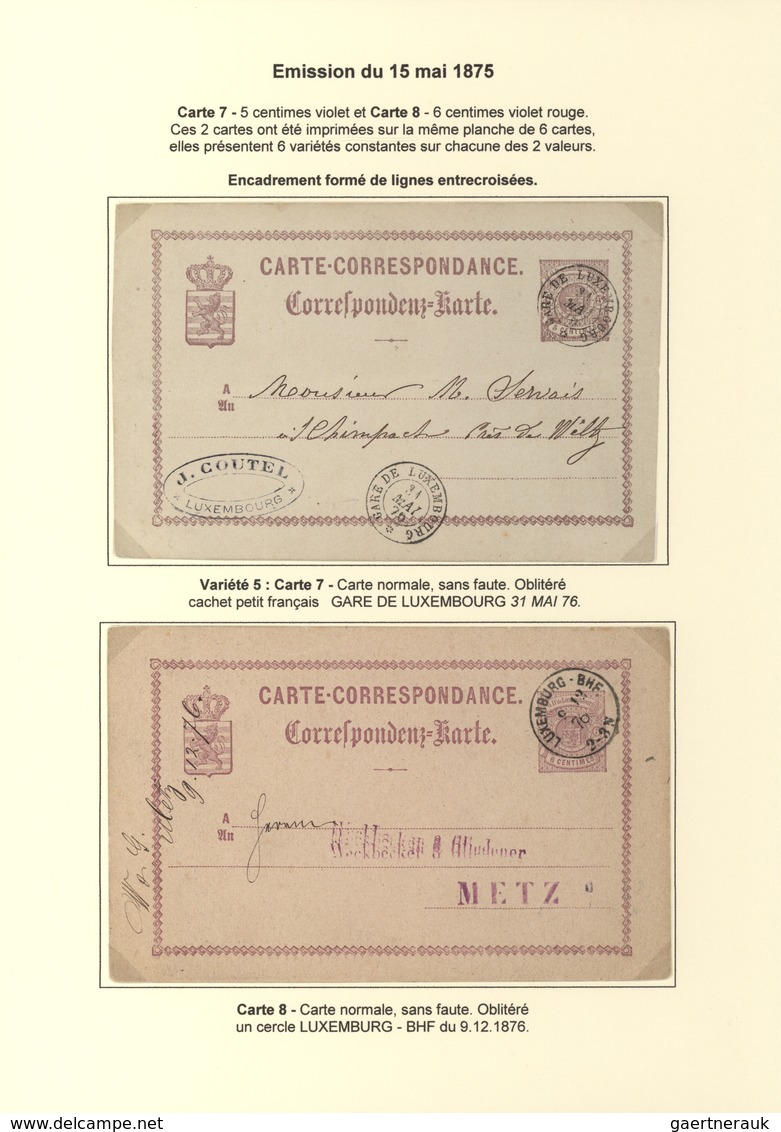 Luxemburg - Ganzsachen: 1874/81 fantastic exhibition collection of postal stationery postcards, from