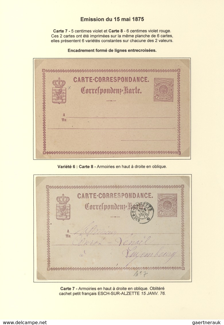 Luxemburg - Ganzsachen: 1874/81 fantastic exhibition collection of postal stationery postcards, from