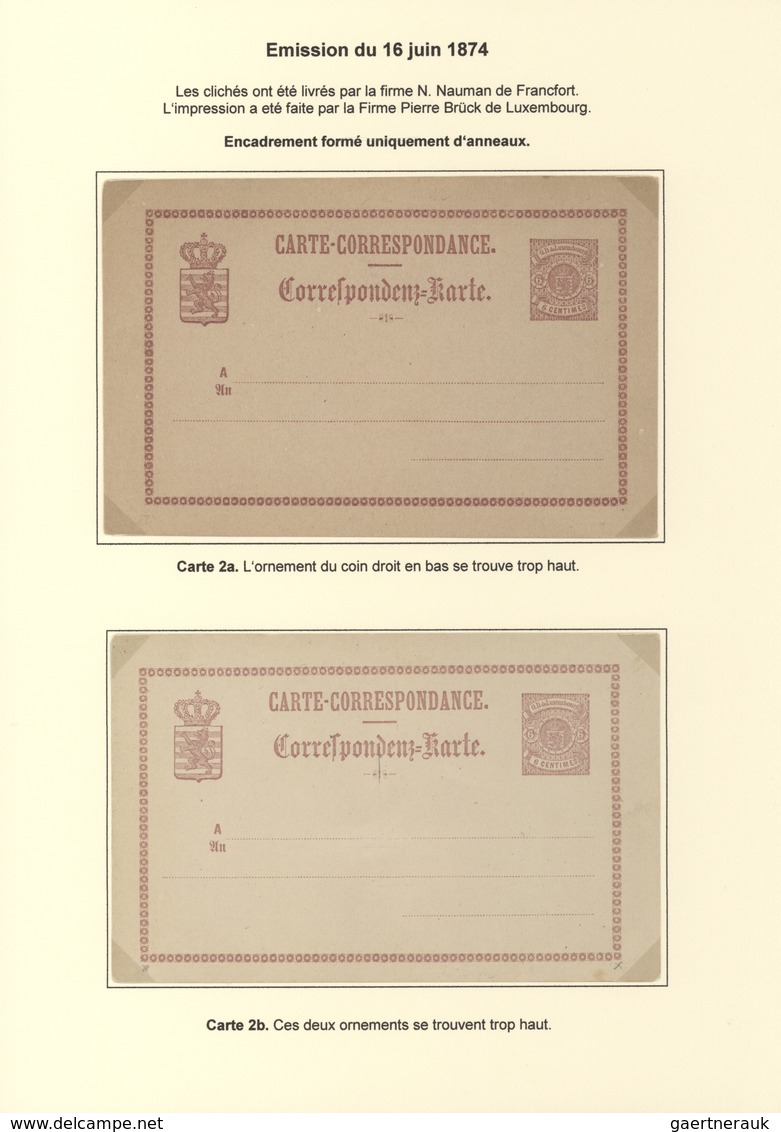 Luxemburg - Ganzsachen: 1874/81 fantastic exhibition collection of postal stationery postcards, from