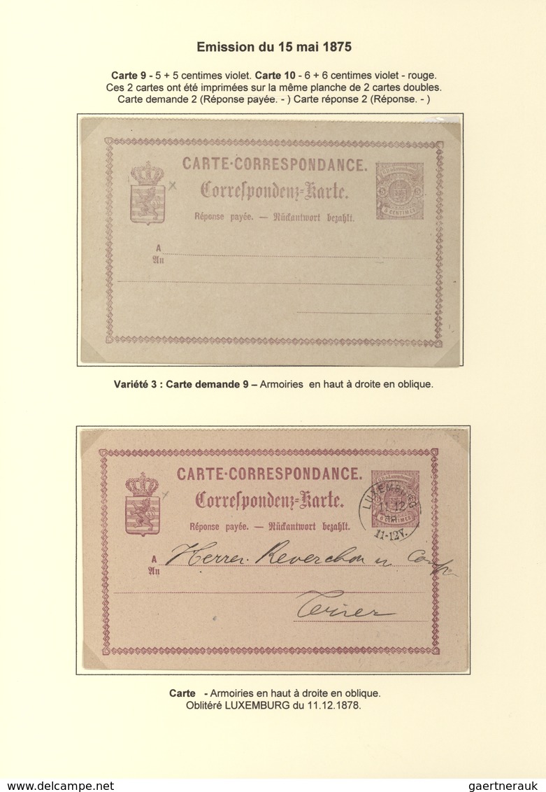 Luxemburg - Ganzsachen: 1874/81 fantastic exhibition collection of postal stationery postcards, from