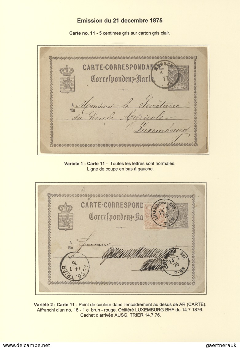 Luxemburg - Ganzsachen: 1874/81 fantastic exhibition collection of postal stationery postcards, from