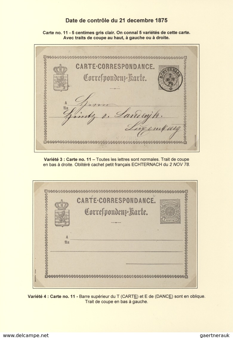 Luxemburg - Ganzsachen: 1874/81 fantastic exhibition collection of postal stationery postcards, from