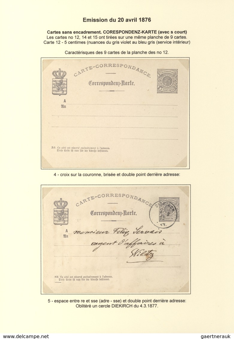 Luxemburg - Ganzsachen: 1874/81 fantastic exhibition collection of postal stationery postcards, from