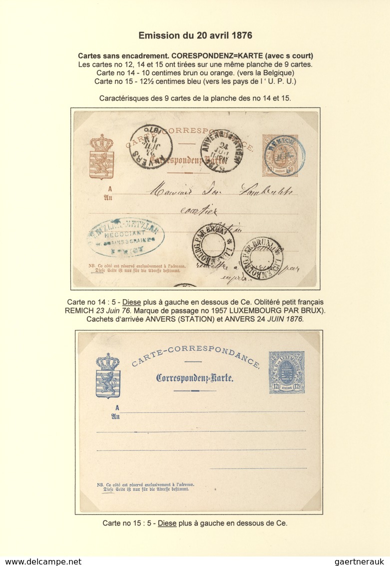 Luxemburg - Ganzsachen: 1874/81 fantastic exhibition collection of postal stationery postcards, from