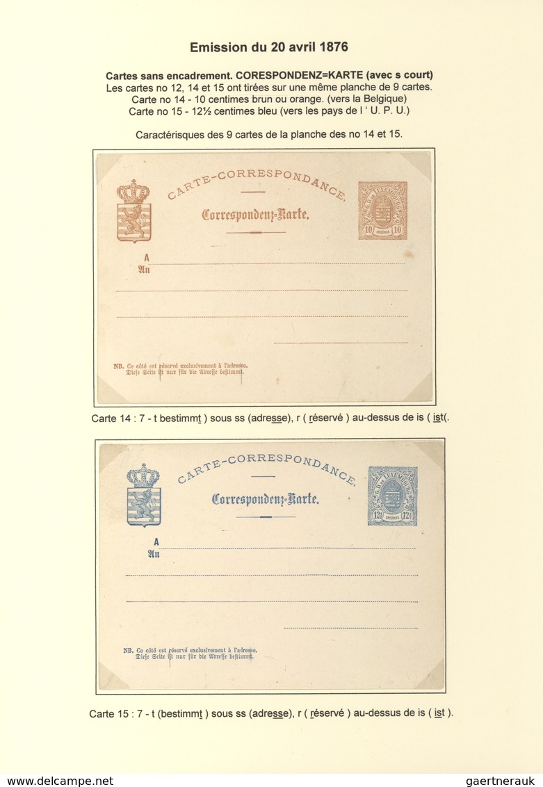 Luxemburg - Ganzsachen: 1874/81 fantastic exhibition collection of postal stationery postcards, from