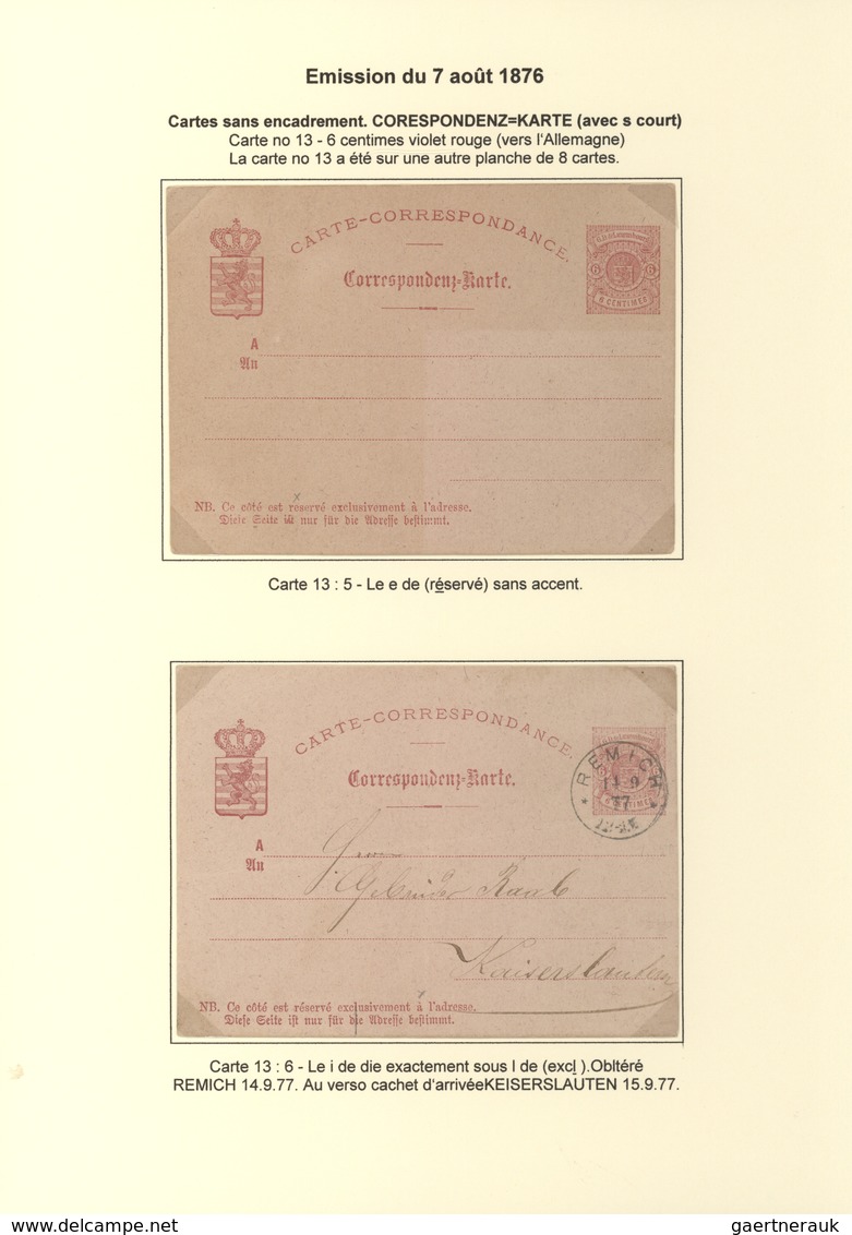 Luxemburg - Ganzsachen: 1874/81 fantastic exhibition collection of postal stationery postcards, from