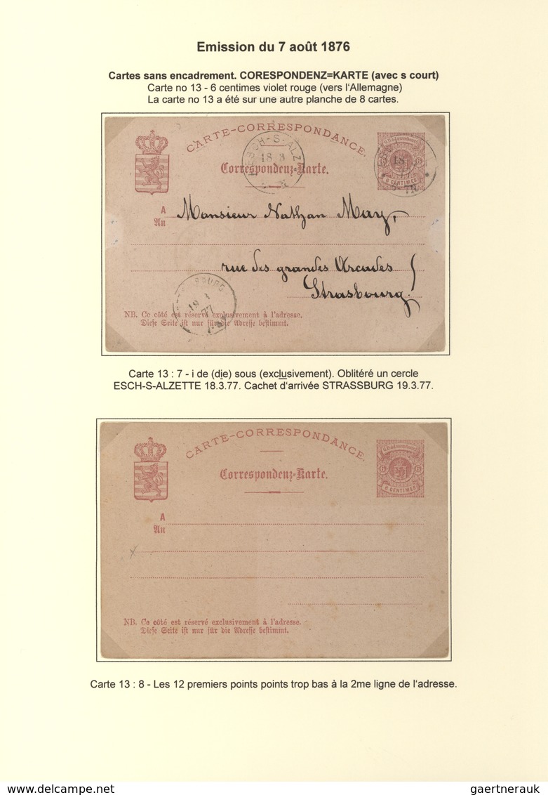 Luxemburg - Ganzsachen: 1874/81 fantastic exhibition collection of postal stationery postcards, from