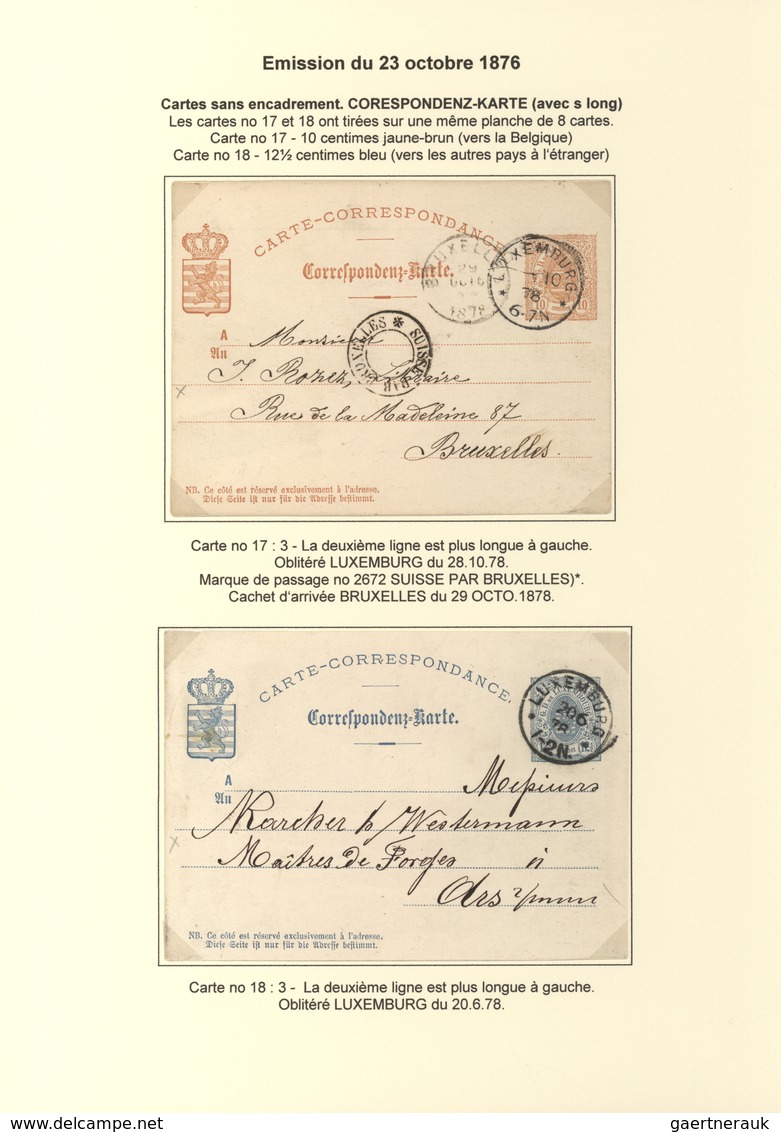 Luxemburg - Ganzsachen: 1874/81 fantastic exhibition collection of postal stationery postcards, from