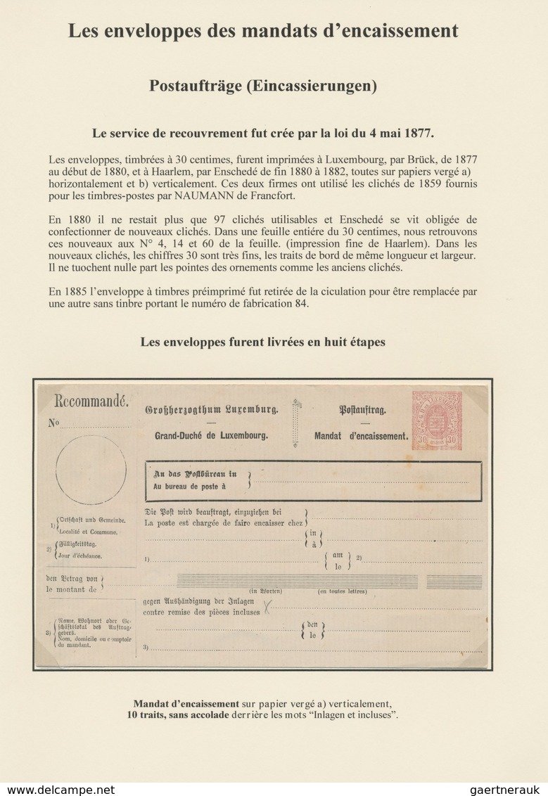 Luxemburg - Ganzsachen: 1877/1901 Exhibition Collection Of Postal Stationery Of The Postal Order Env - Interi Postali