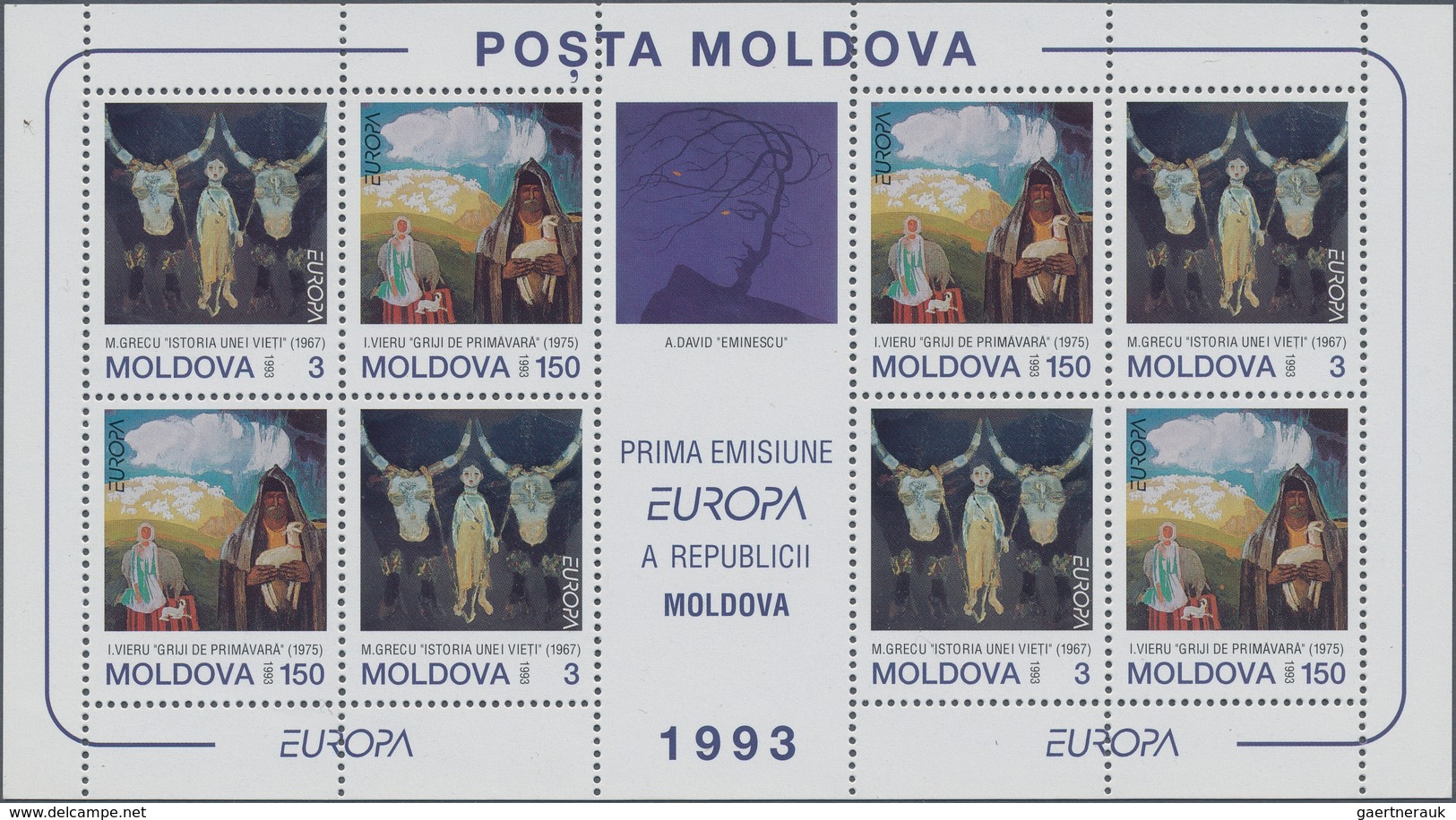 Moldawien: 1993, Europa-CEPT ‚Modern Art‘ (paintings From Grecu And Vieru) In A Lot With 40 Complete - Moldavia