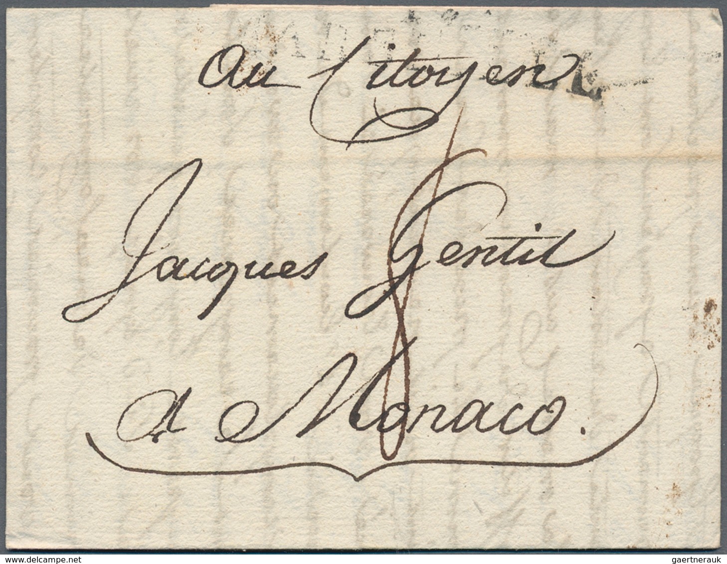 Monaco - Vorphilatelie: 1791/1810, INCOMING MAIL, 22 Folded Letters From Mostly Different French Cit - ...-1885 Vorphilatelie