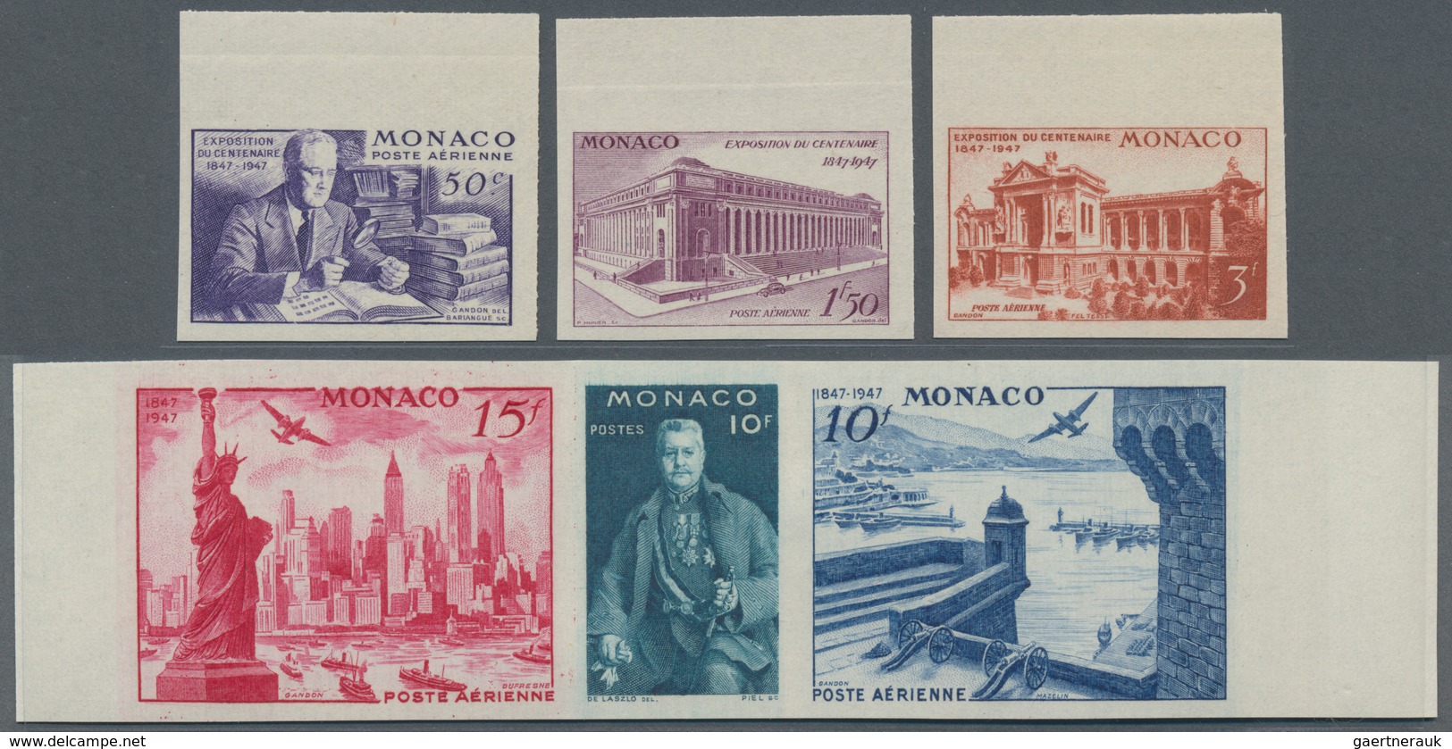 Monaco: 1947, International Stamp Exhibition New York And 100 Years Of US Stamps Complete Set Of Six - Gebruikt