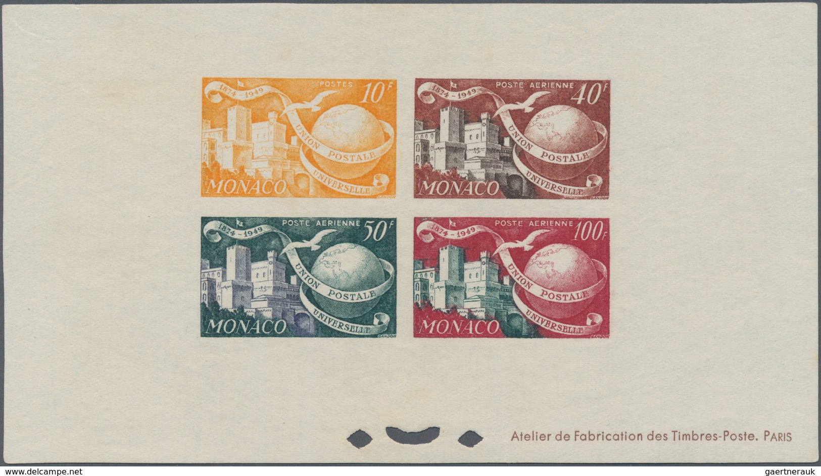 Monaco: 1949/1978, lot of specialities: 1949 UPU four epreuve collective (partly some slight toning)