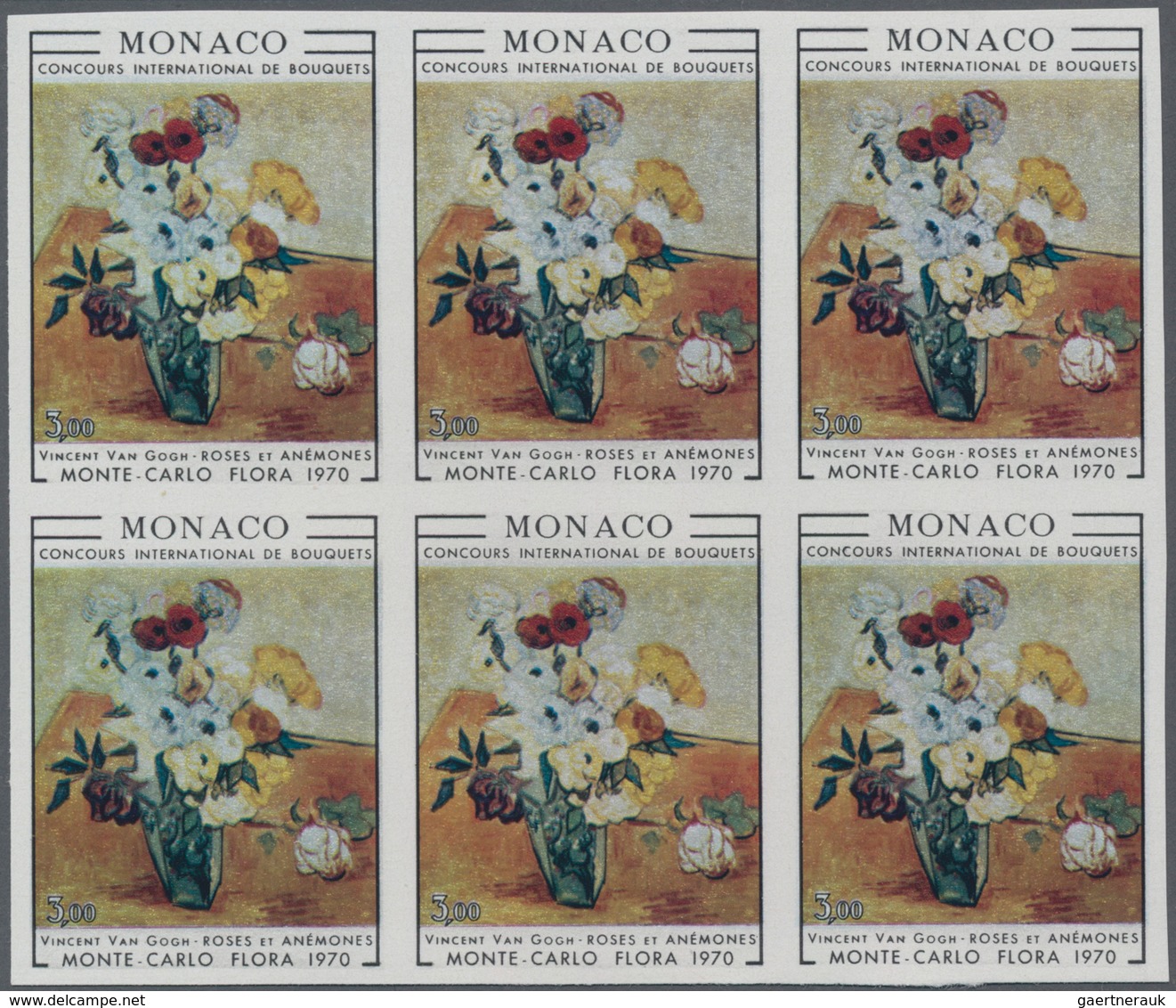 Monaco: 1970, International Competition For Flower-making In Monte Carlo 3.00fr. ‚Roses And Anemones - Usados