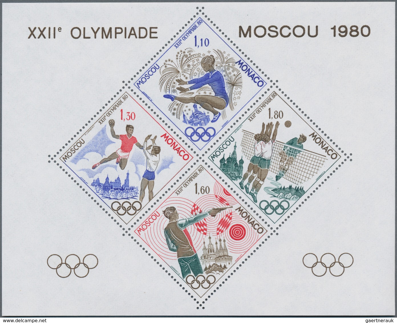 Monaco: 1980, Summer Olympics Moscow In An INVESTMENT LOT With 100 (!) Special Miniature Sheets, Min - Usados