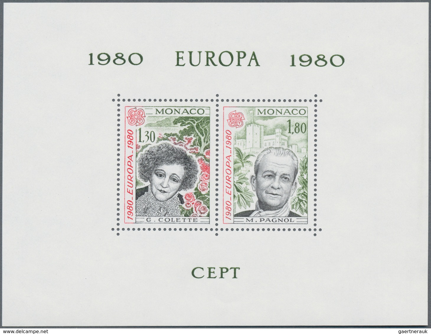 Monaco: 1980, Europa-CEPT 'Prominent Persons' Lot With Five Special Miniature Sheets, Mint Never Hin - Usados