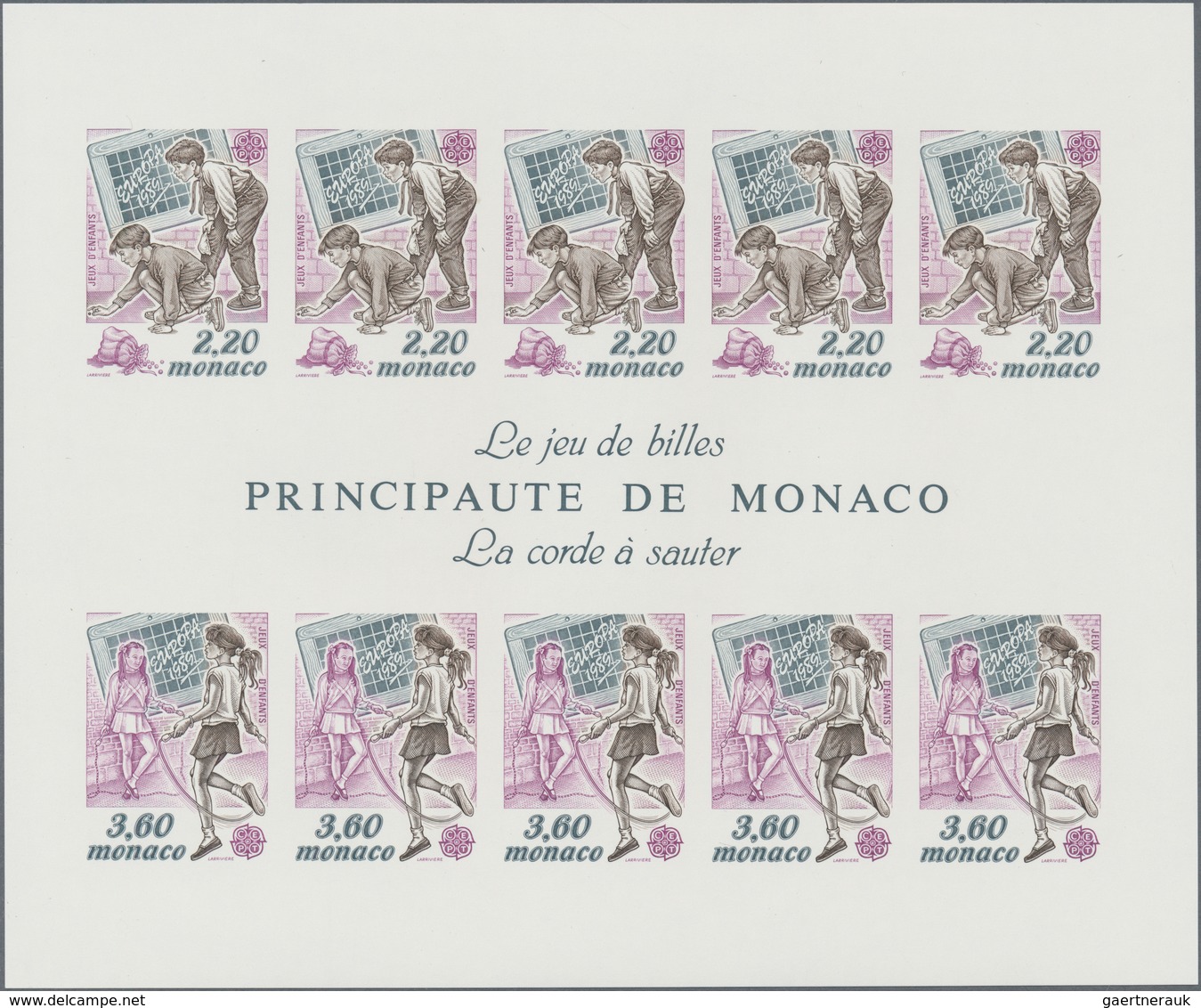 Monaco: 1982/1989, Accumulation With 233 IMPERFORATE Europa-CEPT Miniature Sheets In Five Different - Usados