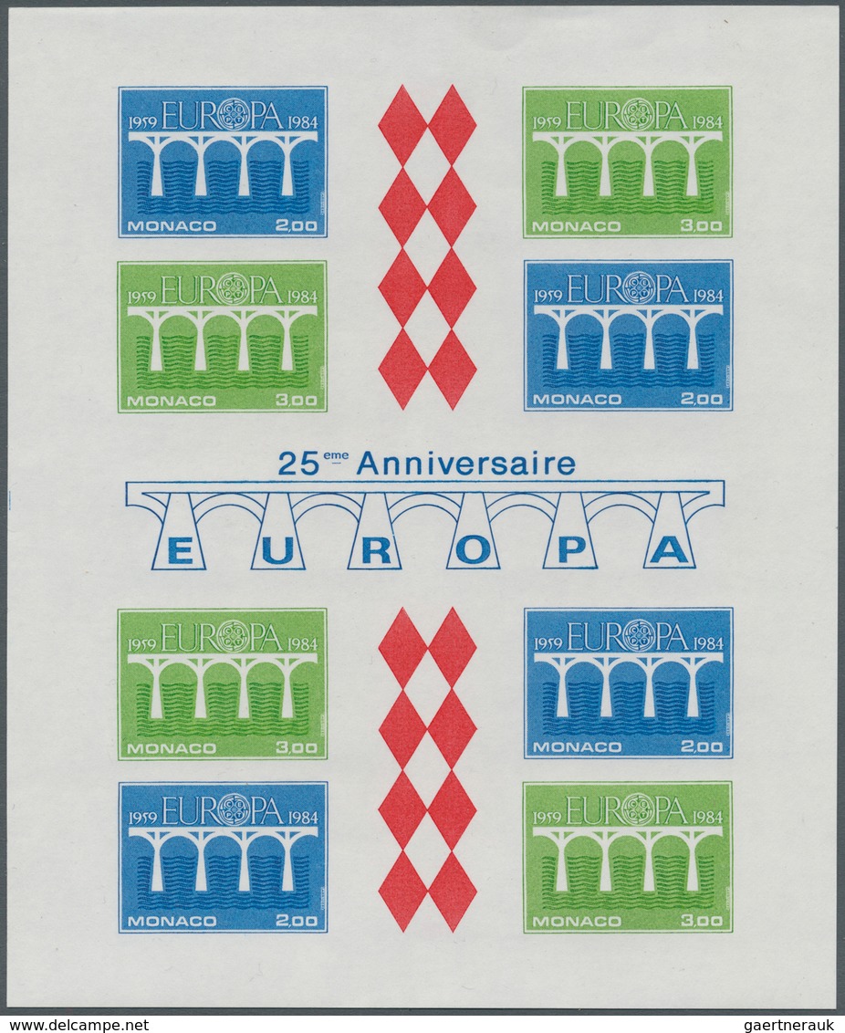 Monaco: 1984, Europa-Cept, Souvenir Sheet IMPERFORATE, 100 Pieces Unmounted Mint. Maury 1453A Nd (10 - Usados