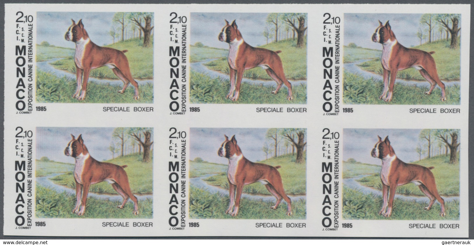 Monaco: 1985, International Dog Show 2.10fr. ‚Boxer‘ In A Lot With 155 IMPERFORATE Stamps Mostly In - Gebraucht