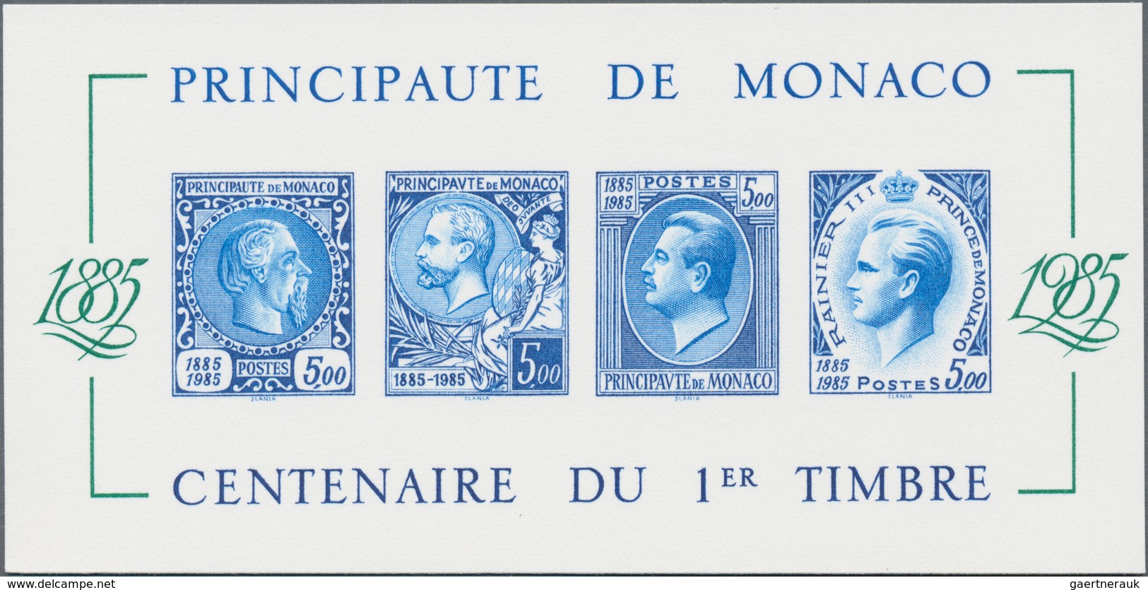 Monaco: 1985, Stamp Centenary Souvenir Sheet, Epreuve De Luxe On Thick Unwatermarked Paper, Size 14, - Oblitérés