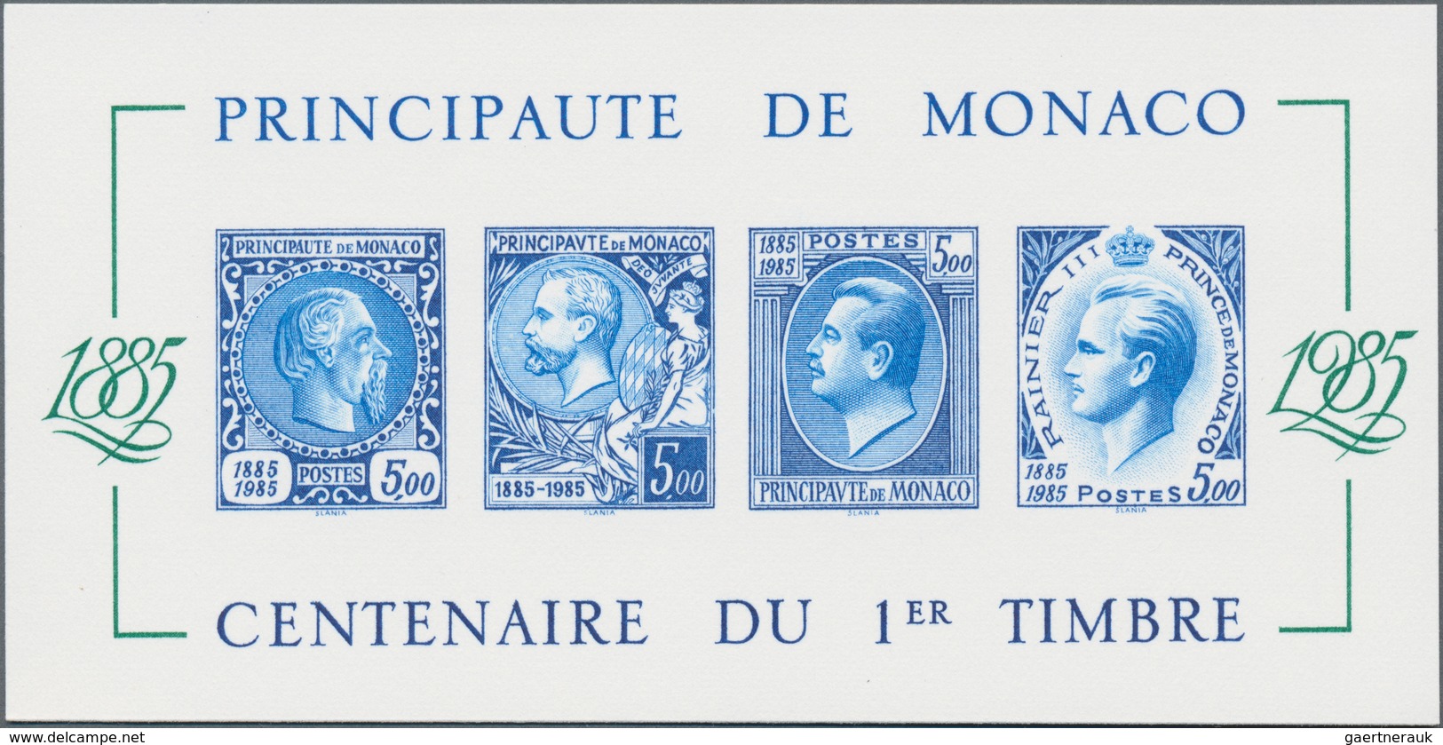 Monaco: 1985, Stamp Centenary Souvenir Sheet, Epreuve De Luxe On Thick Unwatermarked Paper, Size 14, - Oblitérés
