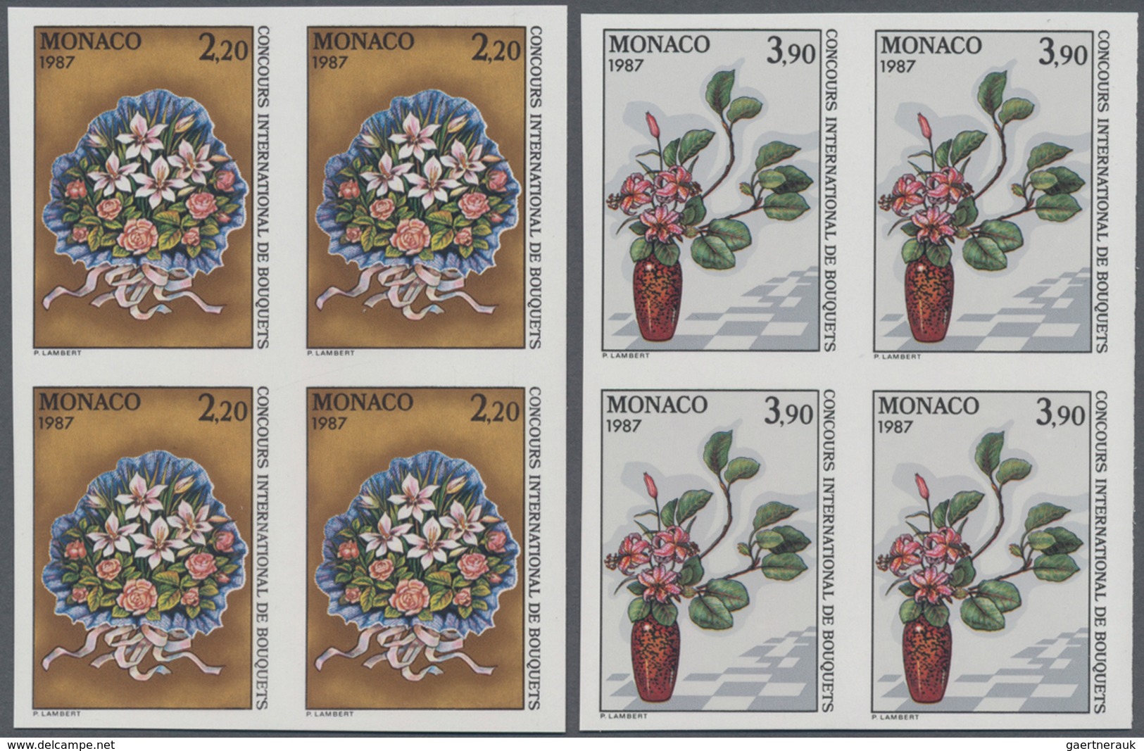 Monaco: 1986, International Competition For Flower-making In Monte Carlo Set Of Two 2.20fr. ‚Bunch O - Gebraucht
