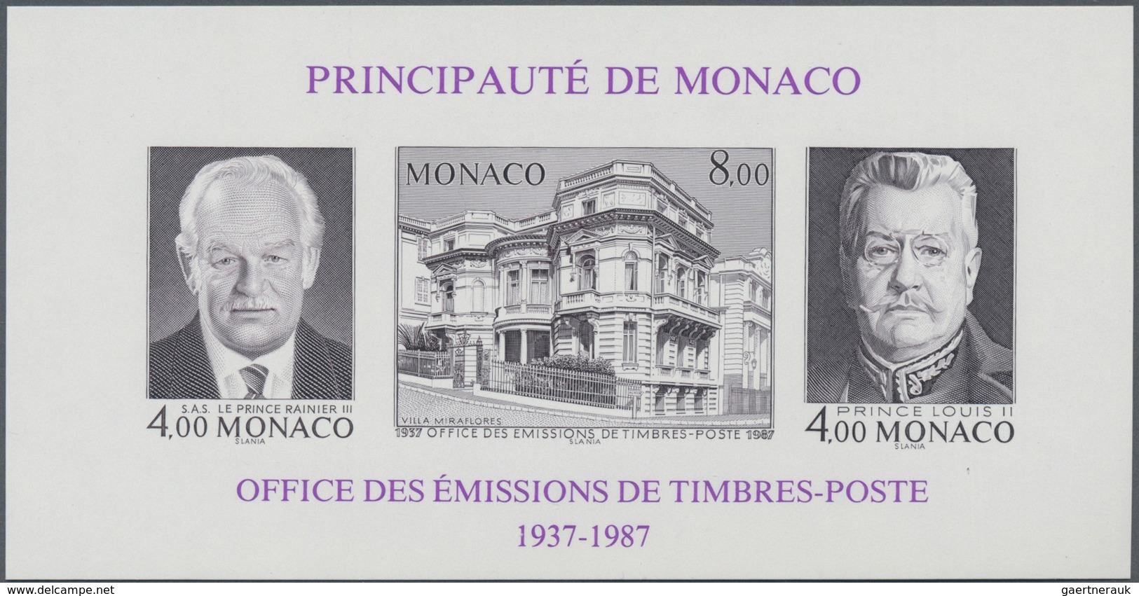 Monaco: 1987, 50 Years Office For Stamp Issues In A Lot With 65 IMPERFORATE Miniature Sheets, Mint N - Usados