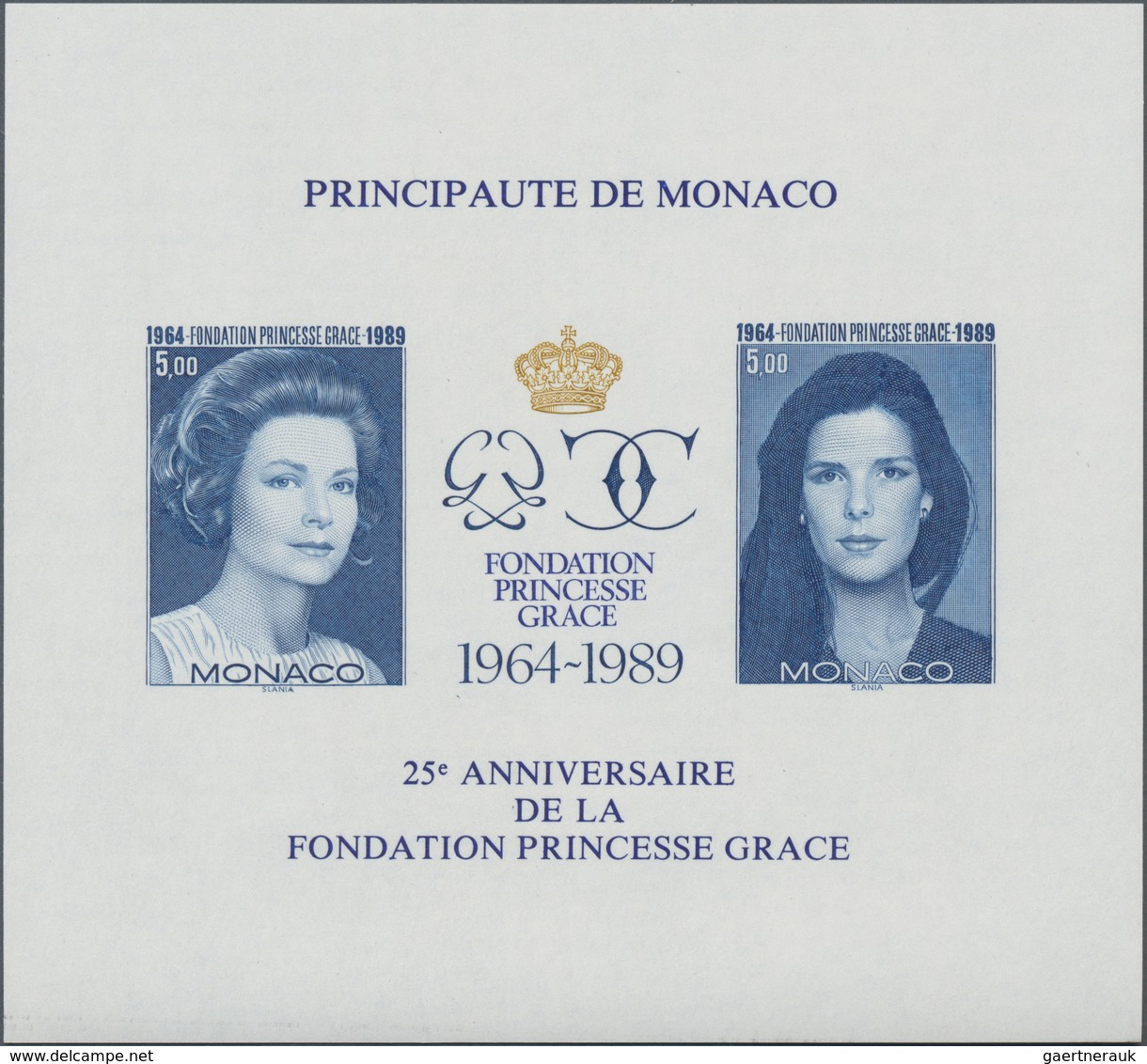 Monaco: 1989, Gracia Patricia Souvenir Sheet IMPERFORATE, Lot Of 50 Pieces Mint Never Hinged. Maury - Oblitérés