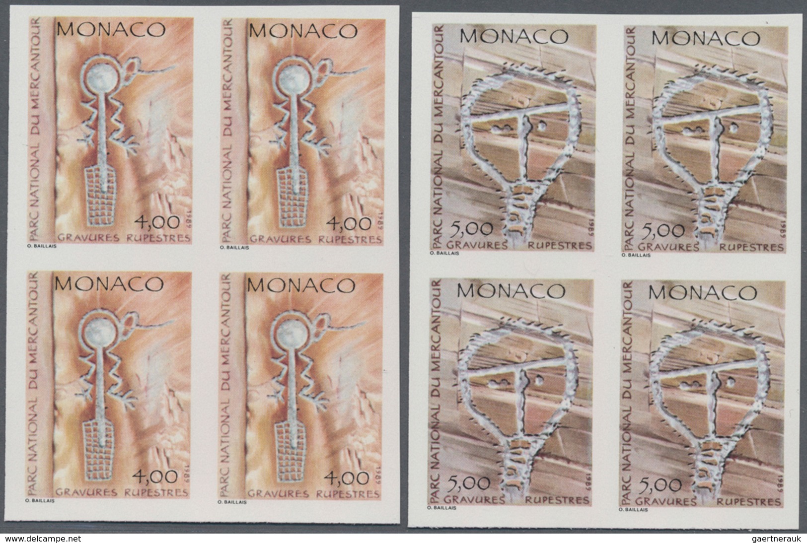 Monaco: 1989, Rock Drawings In Mercantour National Park Complete Set Of Six In A Lot With 75 IMPERFO - Oblitérés