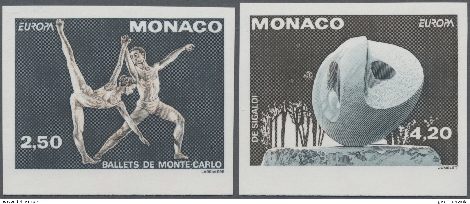 Monaco: 1993, Europa-CEPT ‚Modern Art‘ In A Lot With 36 IMPERFORATE Sets Mostly In Strips Or Blocks, - Used Stamps